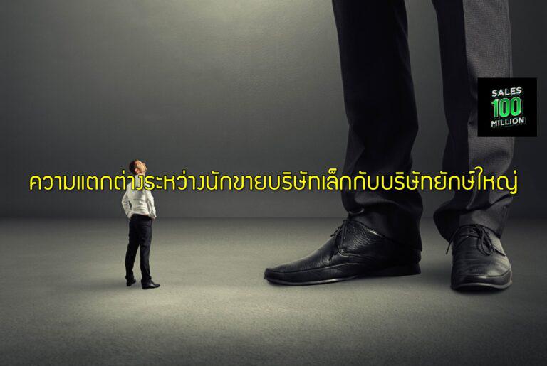 ความแตกต่างระหว่างนักขายบริษัทเล็กกับบริษัทยักษ์ใหญ่